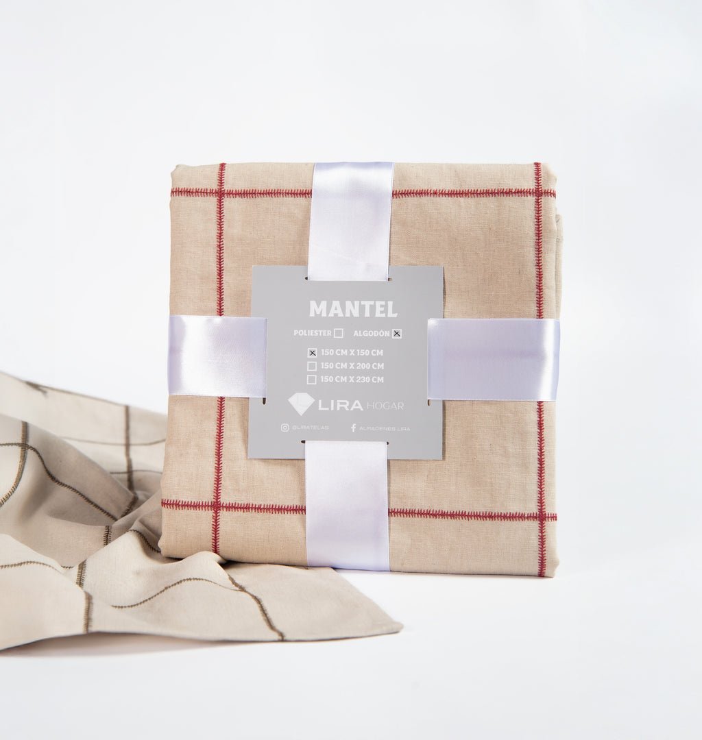Mantel lino de cuadros