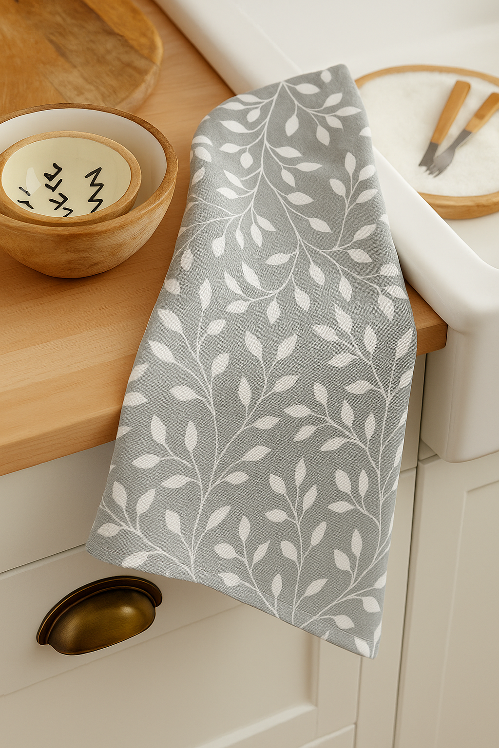 Limpión Estampado Grey Leaves